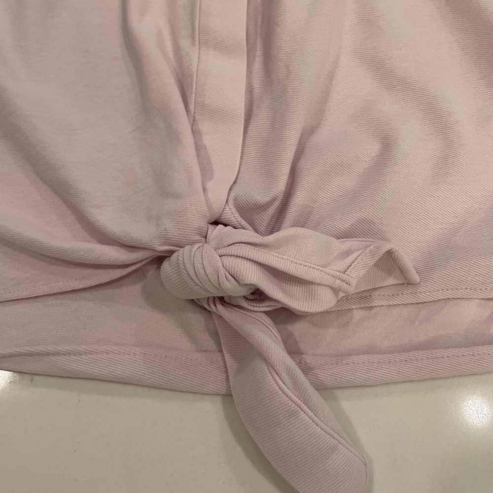 MASSIMO DUTTI pink cropped tie front blouse. Size Small - Picture 7 of 7